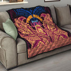 Personalized Brisbane Lions Quilt Polynesian Tribal Lion Burgundy Gold Warrior