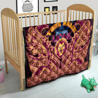 Personalized Brisbane Lions Quilt Polynesian Tribal Lion Burgundy Gold Warrior