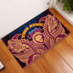 Personalized Brisbane Lions Rubber Doormat Polynesian Tribal Lion Burgundy Gold Warrior