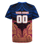 Personalized Brisbane Lions Rugby Jersey Polynesian Tribal Lion Burgundy Gold Warrior