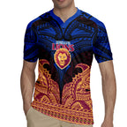 Personalized Brisbane Lions Rugby Jersey Polynesian Tribal Lion Burgundy Gold Warrior
