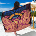 Personalized Brisbane Lions Sarong Polynesian Tribal Lion Burgundy Gold Warrior