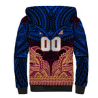 Personalized Brisbane Lions Sherpa Hoodie Polynesian Tribal Lion Burgundy Gold Warrior
