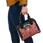 Personalized Brisbane Lions Shoulder Handbag Polynesian Tribal Lion Burgundy Gold Warrior