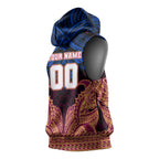 Personalized Brisbane Lions Sleeveless Hoodie Polynesian Tribal Lion Burgundy Gold Warrior