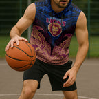 Personalized Brisbane Lions Sleeveless Hoodie Polynesian Tribal Lion Burgundy Gold Warrior