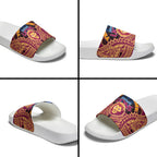 Personalized Brisbane Lions Slide Sandals Polynesian Tribal Lion Burgundy Gold Warrior