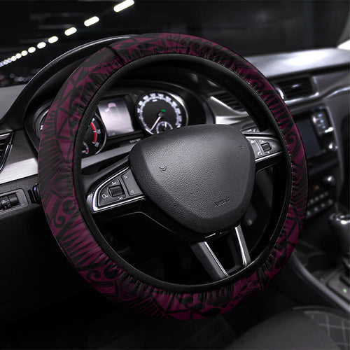 Brisbane Lions Steering Wheel Cover Polynesian Tribal Lion Burgundy Gold Warrior