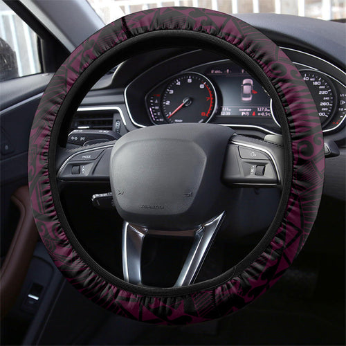 Brisbane Lions Steering Wheel Cover Polynesian Tribal Lion Burgundy Gold Warrior