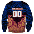 Personalized Brisbane Lions Sweatshirt Polynesian Tribal Lion Burgundy Gold Warrior