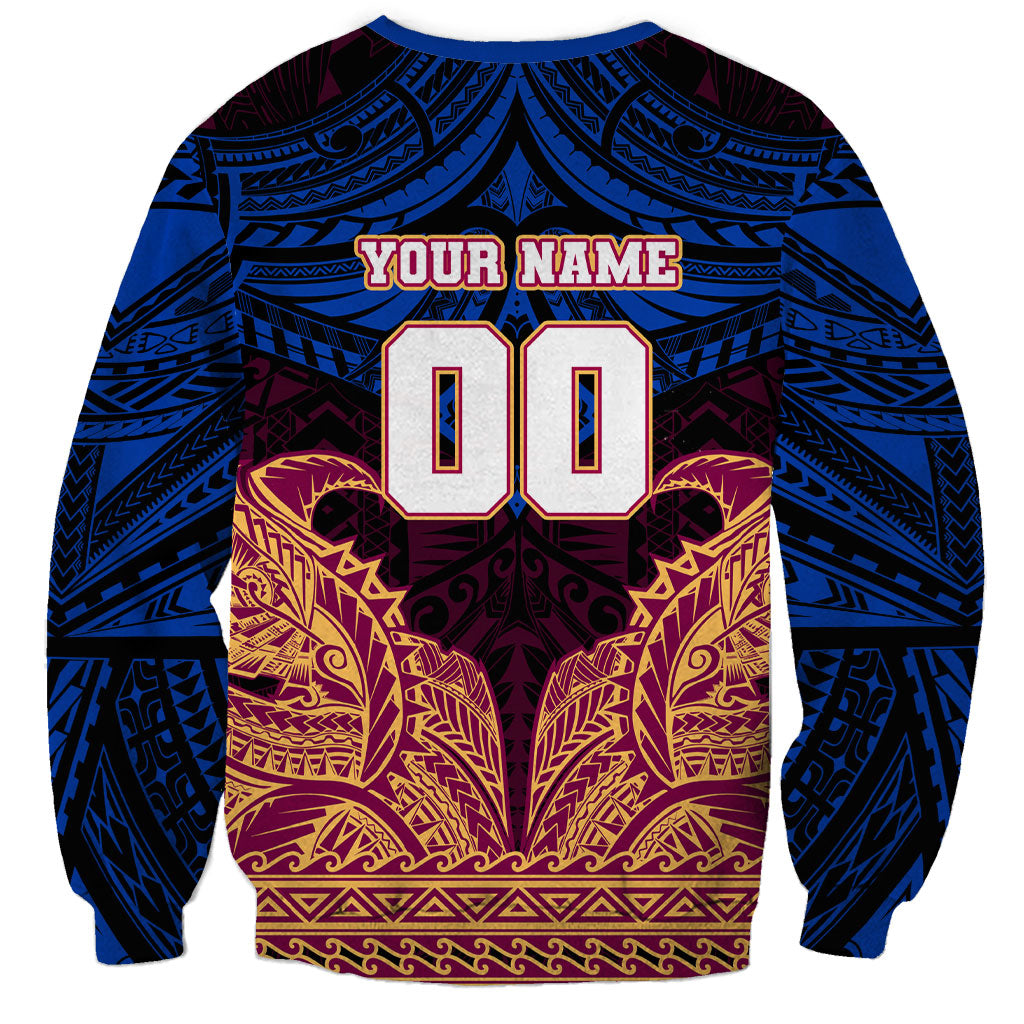 Personalized Brisbane Lions Sweatshirt Polynesian Tribal Lion Burgundy Gold Warrior