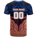 Personalized Brisbane Lions T Shirt Polynesian Tribal Lion Burgundy Gold Warrior
