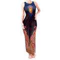 Personalized Brisbane Lions Tank Maxi Dress Polynesian Tribal Lion Burgundy Gold Warrior