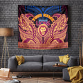 Personalized Brisbane Lions Tapestry Polynesian Tribal Lion Burgundy Gold Warrior