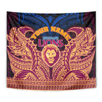 Personalized Brisbane Lions Tapestry Polynesian Tribal Lion Burgundy Gold Warrior