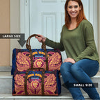 Personalized Brisbane Lions Travel Bag Polynesian Tribal Lion Burgundy Gold Warrior
