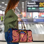 Personalized Brisbane Lions Travel Bag Polynesian Tribal Lion Burgundy Gold Warrior