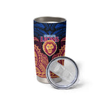 Personalized Brisbane Lions Tumbler Cup Polynesian Tribal Lion Burgundy Gold Warrior