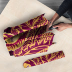 Personalized Brisbane Lions Umbrella Polynesian Tribal Lion Burgundy Gold Warrior