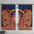 Personalized Brisbane Lions Window Curtain Polynesian Tribal Lion Burgundy Gold Warrior