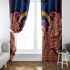 Personalized Brisbane Lions Window Curtain Polynesian Tribal Lion Burgundy Gold Warrior