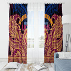 Personalized Brisbane Lions Window Curtain Polynesian Tribal Lion Burgundy Gold Warrior