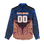 Personalized Brisbane Lions Women Casual Shirt Polynesian Tribal Lion Burgundy Gold Warrior