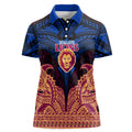 Personalized Brisbane Lions Women Polo Shirt Polynesian Tribal Lion Burgundy Gold Warrior