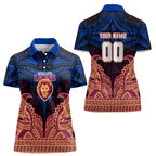 Personalized Brisbane Lions Women Polo Shirt Polynesian Tribal Lion Burgundy Gold Warrior