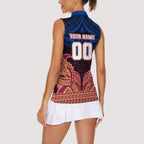 Personalized Brisbane Lions Women Sleeveless Polo Shirt Polynesian Tribal Lion Burgundy Gold Warrior
