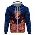 Personalized Brisbane Lions Zip Hoodie Polynesian Tribal Lion Burgundy Gold Warrior