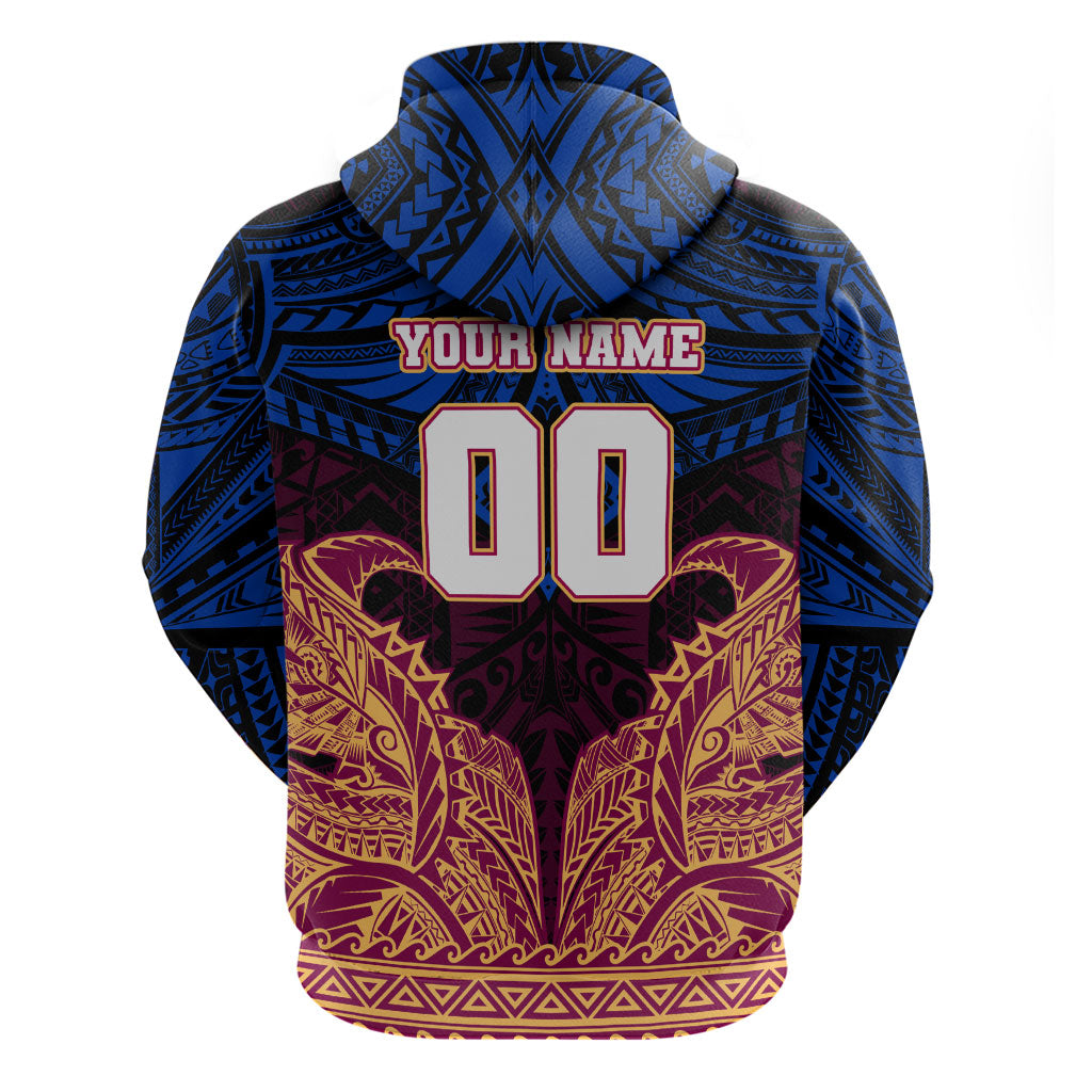 Personalized Brisbane Lions Zip Hoodie Polynesian Tribal Lion Burgundy Gold Warrior