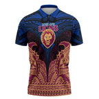Personalized Brisbane Lions Zipper Polo Shirt Polynesian Tribal Lion Burgundy Gold Warrior
