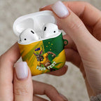 Personalized Australian Jackaroo Lawn Bowls AirPods Case Kangaroo Bowler Green Yellow National Spirit Mascot Art
