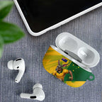 Personalized Australian Jackaroo Lawn Bowls AirPods Case Kangaroo Bowler Green Yellow National Spirit Mascot Art