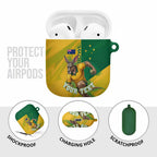 Personalized Australian Jackaroo Lawn Bowls AirPods Case Kangaroo Bowler Green Yellow National Spirit Mascot Art