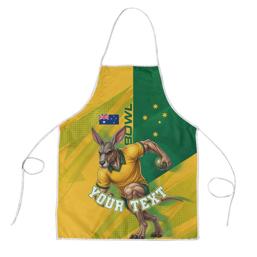 Personalized Australian Jackaroo Lawn Bowls Apron Kangaroo Bowler Green Yellow National Spirit Mascot Art