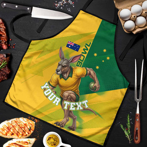 Personalized Australian Jackaroo Lawn Bowls Apron Kangaroo Bowler Green Yellow National Spirit Mascot Art