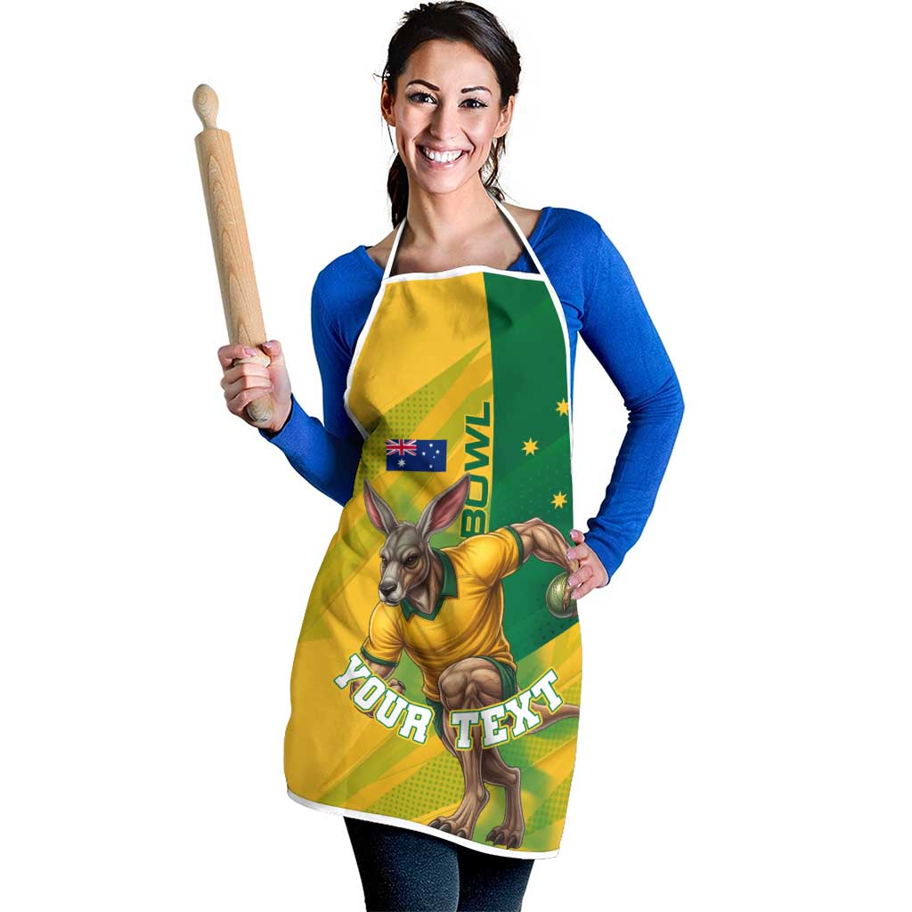 Personalized Australian Jackaroo Lawn Bowls Apron Kangaroo Bowler Green Yellow National Spirit Mascot Art