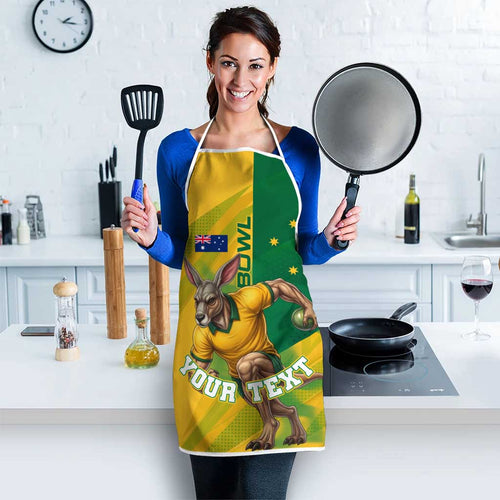 Personalized Australian Jackaroo Lawn Bowls Apron Kangaroo Bowler Green Yellow National Spirit Mascot Art