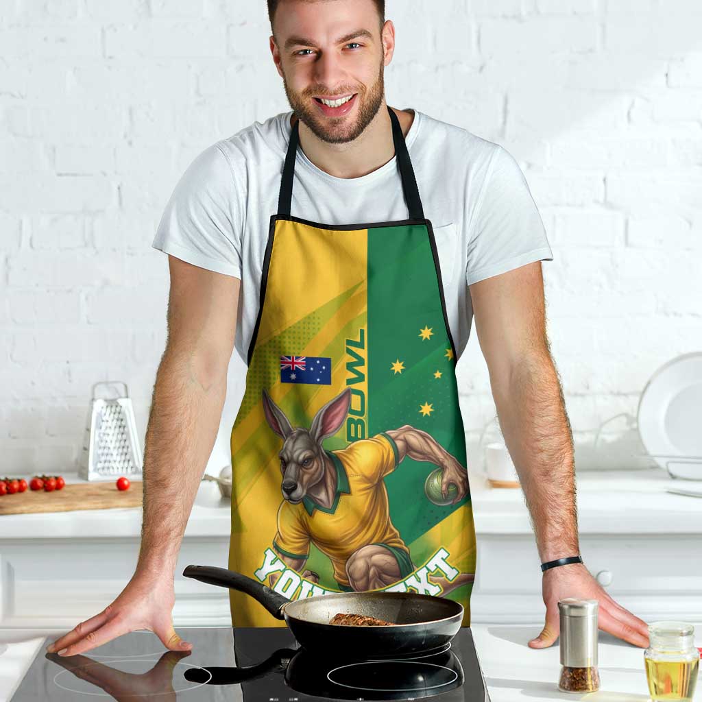 Personalized Australian Jackaroo Lawn Bowls Apron Kangaroo Bowler Green Yellow National Spirit Mascot Art