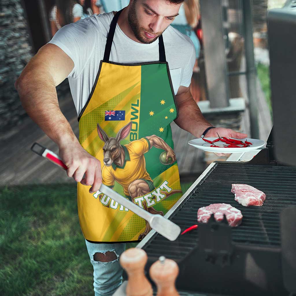 Personalized Australian Jackaroo Lawn Bowls Apron Kangaroo Bowler Green Yellow National Spirit Mascot Art