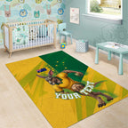 Personalized Australian Jackaroo Lawn Bowls Area Rug Kangaroo Bowler Green Yellow National Spirit Mascot Art