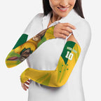 Personalized Australian Jackaroo Lawn Bowls Arm Sleeves Kangaroo Bowler Green Yellow National Spirit Mascot Art