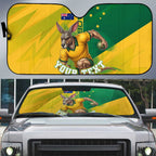 Personalized Australian Jackaroo Lawn Bowls Auto Sun Shade Kangaroo Bowler Green Yellow National Spirit Mascot Art