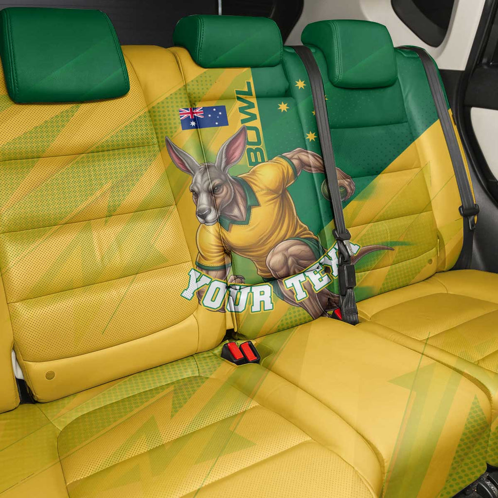 Personalized Australian Jackaroo Lawn Bowls Back Car Seat Cover Kangaroo Bowler Green Yellow National Spirit Mascot Art