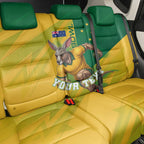 Personalized Australian Jackaroo Lawn Bowls Back Car Seat Cover Kangaroo Bowler Green Yellow National Spirit Mascot Art
