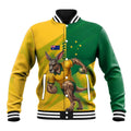 Personalized Australian Jackaroo Lawn Bowls Baseball Jacket Kangaroo Bowler Green Yellow National Spirit Mascot Art