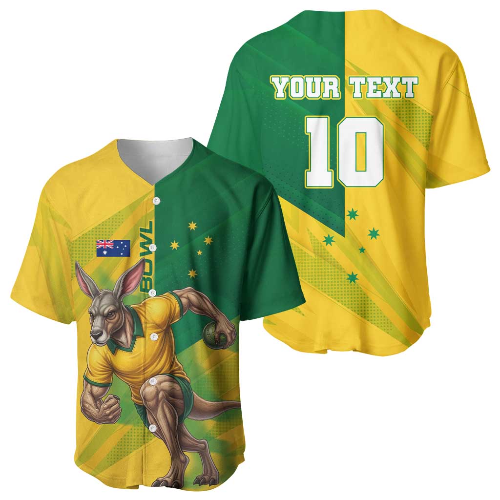 Personalized Australian Jackaroo Lawn Bowls Baseball Jersey Kangaroo Bowler Green Yellow National Spirit Mascot Art