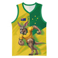 Personalized Australian Jackaroo Lawn Bowls Basketball Jersey Kangaroo Bowler Green Yellow National Spirit Mascot Art